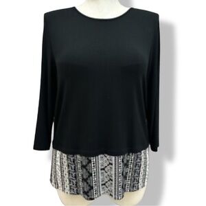 J. Jill Black Tunic with White Geometric Hem